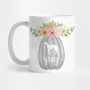 Greyhound Grey Pumpkin with Fall Flowers Mug